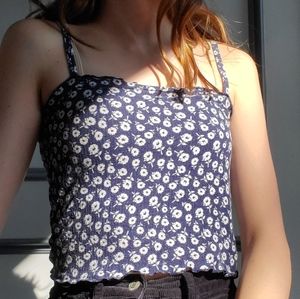 tillys blue floral print tank top